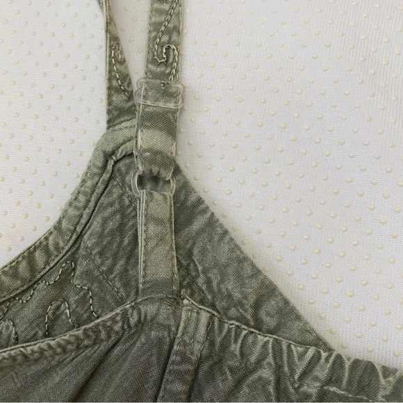 Fashion Fuse Spaghetti Strap Embroidered Cami Sz Medium Stone Wash Olive green - Picture 7 of 8